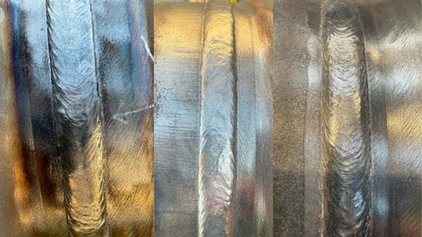 Close up of metal pipe joints welded using Novarc’s SWR technology