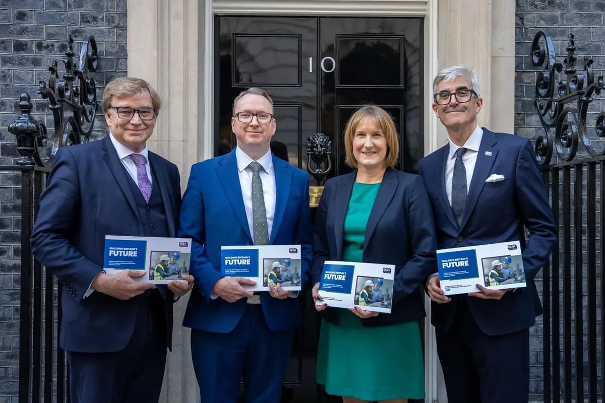 BESA representatives outside 10 Downing Street with the Building Britain’s Future manifesto