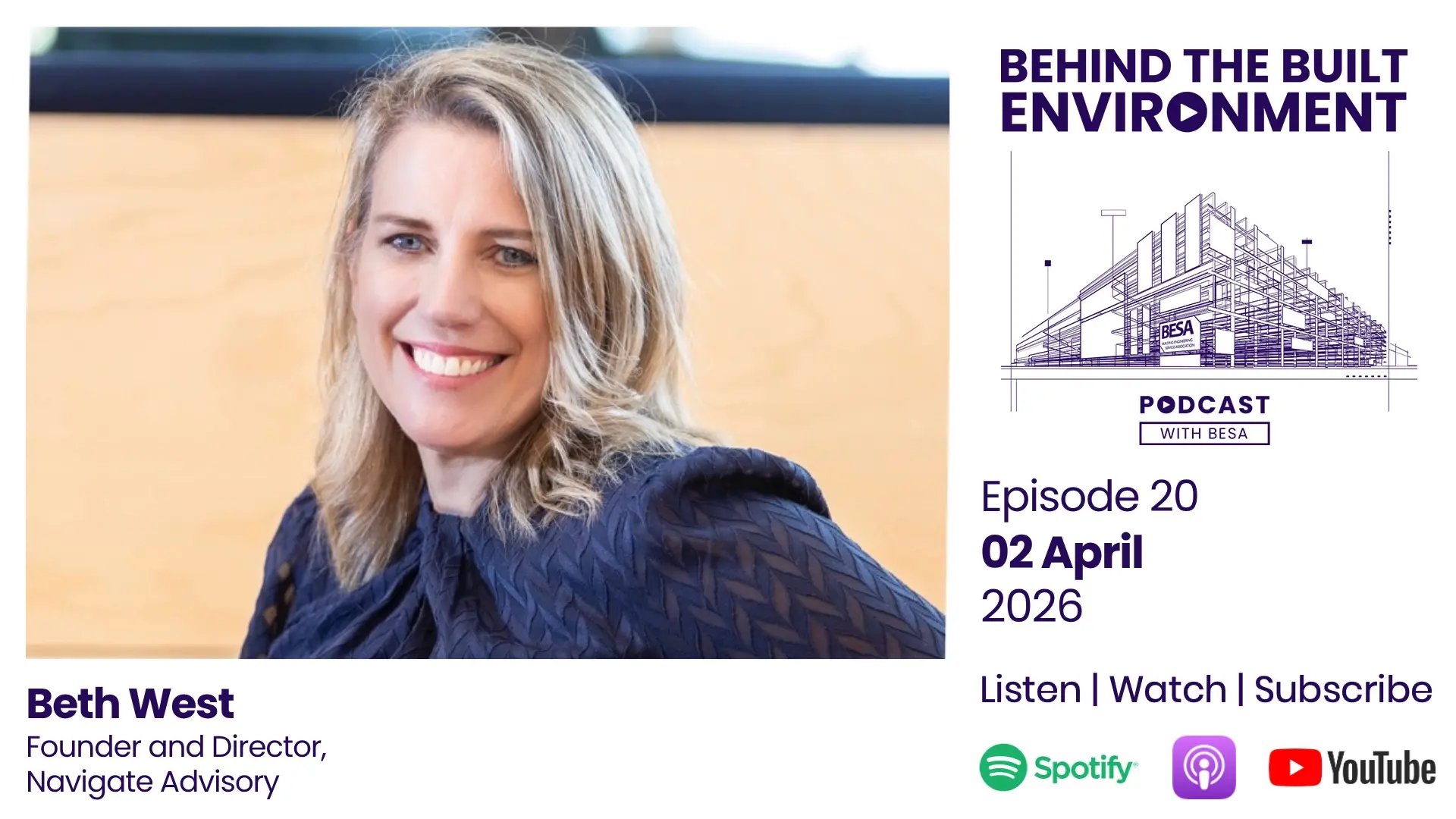 Beth West, a guest on the Behind The Built Environment Podcast