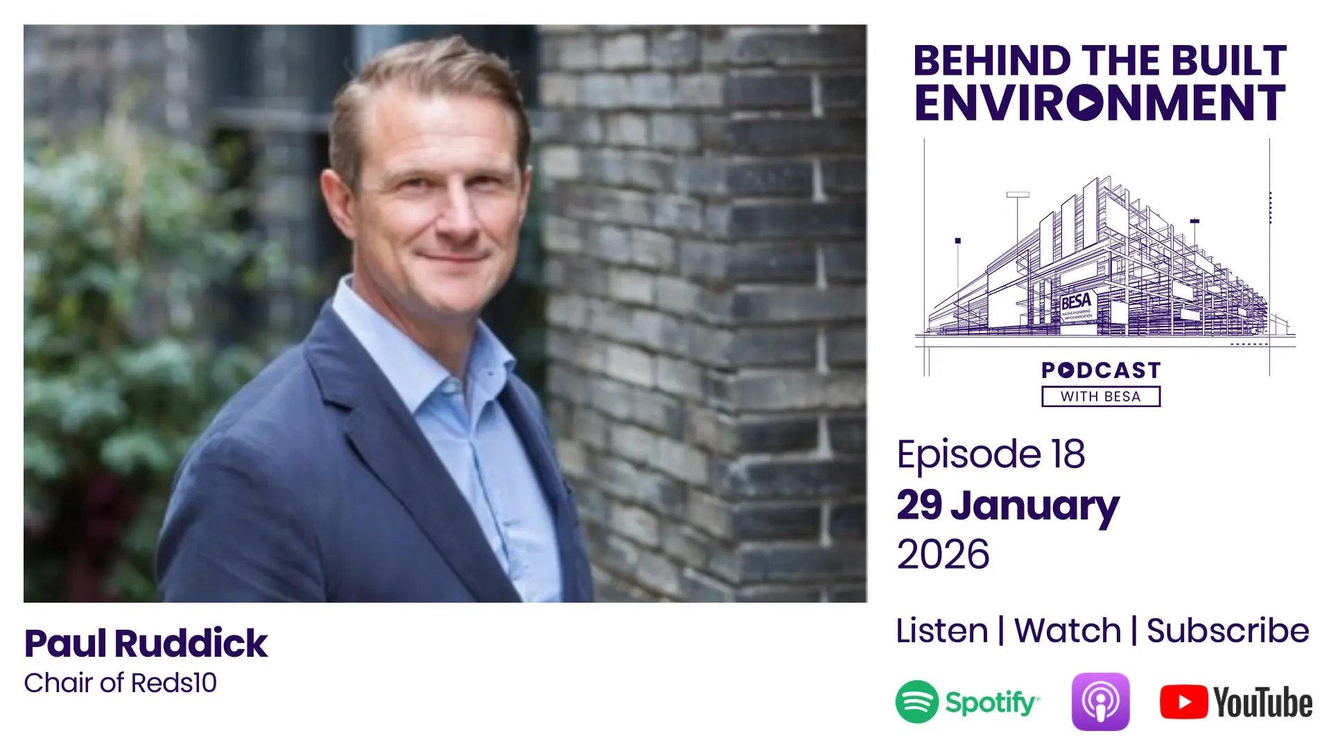 Paul Ruddick from Reds10, a guest on Behind The Built Environment podcast