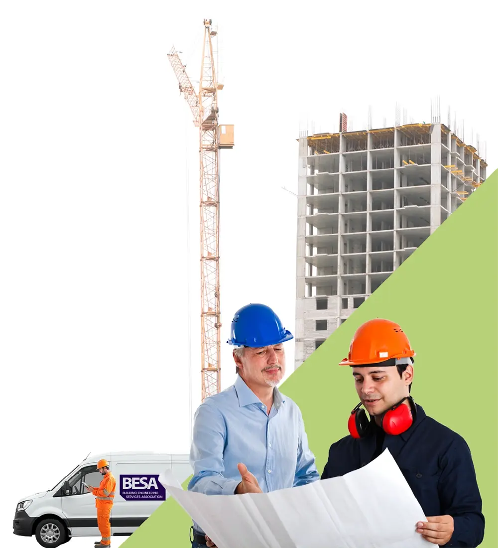 Construction professionals reviewing building plans for Building Safety Act compliance